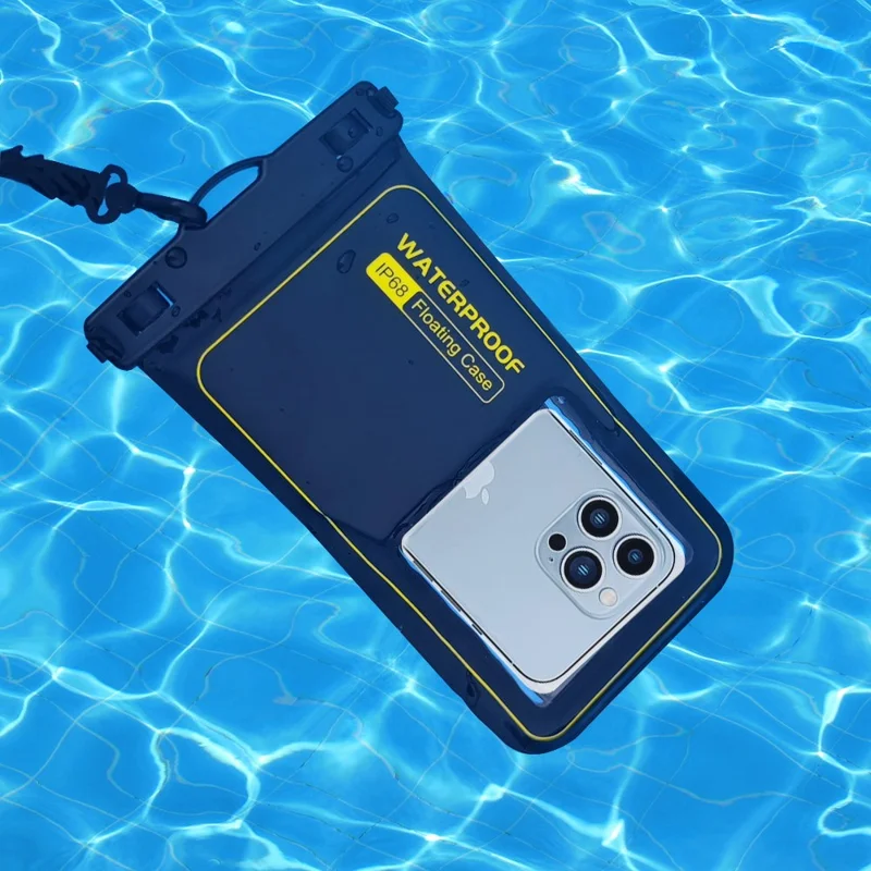 Funda Impermeable IPX8 para Teléfono de 7,5 Pulgadas con Pantalla Táctil PVC Flotante para Natación, Buceo y Surf - Azul