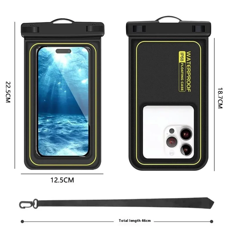 Funda Impermeable IPX8 para Teléfono de 7,5 Pulgadas con Pantalla Táctil PVC Flotante para Natación, Buceo y Surf - Azul