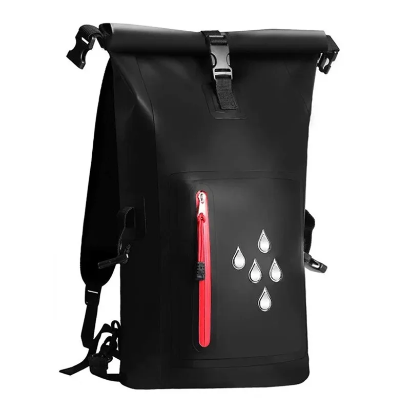 Bolsa Impermeable Enrollable PVC para Exteriores de 25L - Gran Capacidad para Nadar y Deriva - Negro