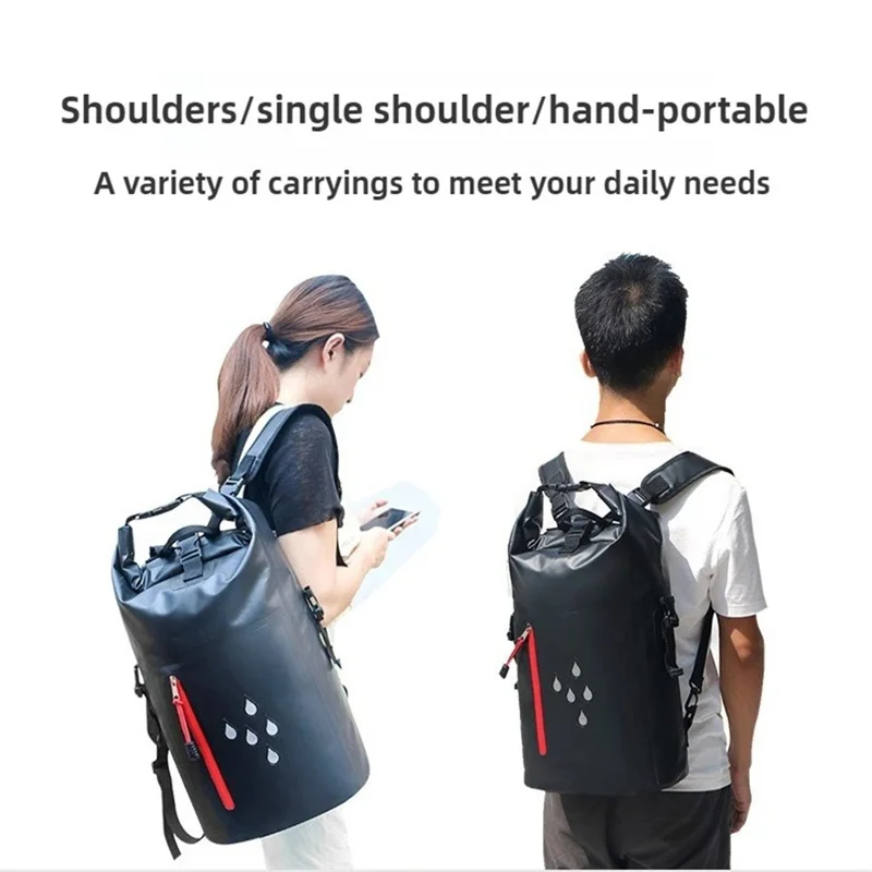 Bolsa Impermeable Enrollable PVC para Exteriores de 25L - Gran Capacidad para Nadar y Deriva - Negro
