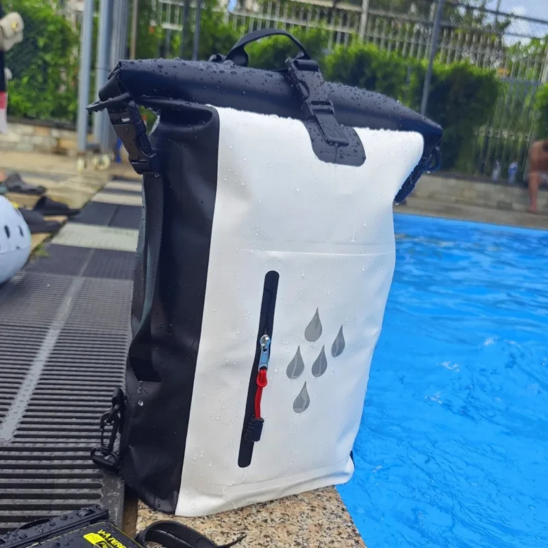Bolsa Impermeable Enrollable PVC para Exteriores de 25L - Gran Capacidad para Nadar y Deriva - Negro