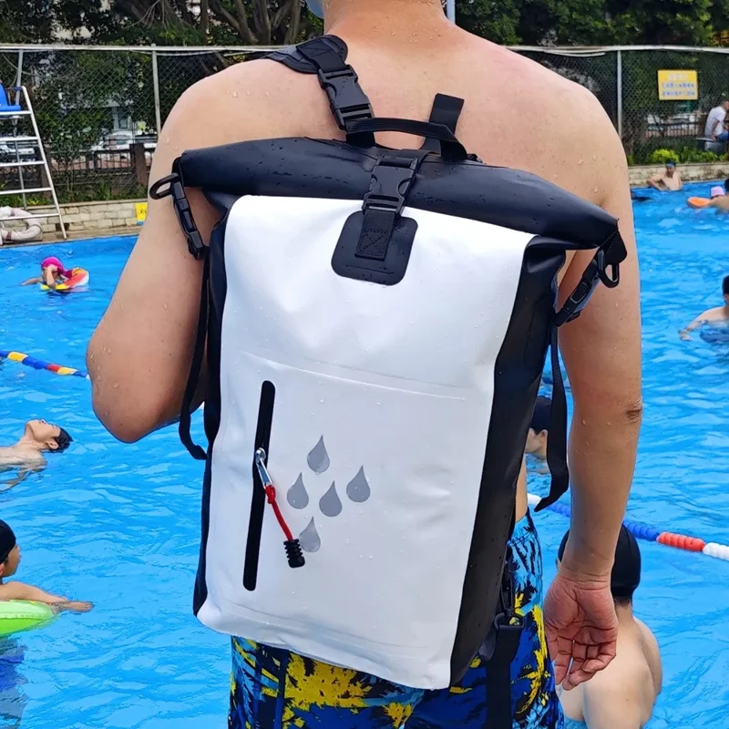 Bolsa Impermeable Enrollable PVC para Exteriores de 25L - Gran Capacidad para Nadar y Deriva - Negro
