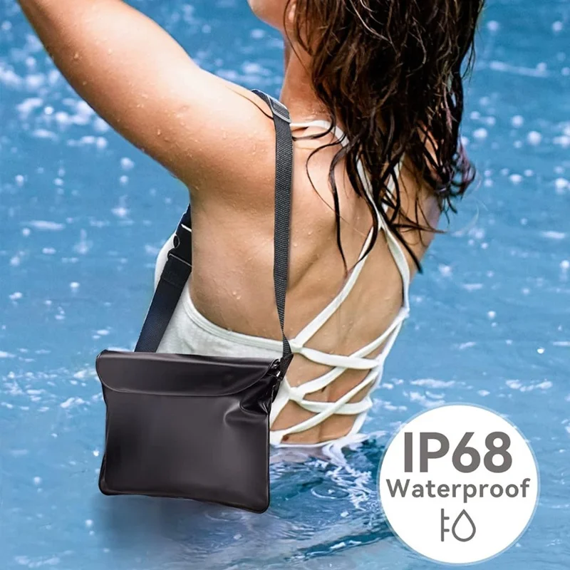 Bolsa de Cintura Impermeável IP68 com Tela Sensível ao Toque para Armazenamento de Telefone - Preto para Natação, Mergulho e Pesca