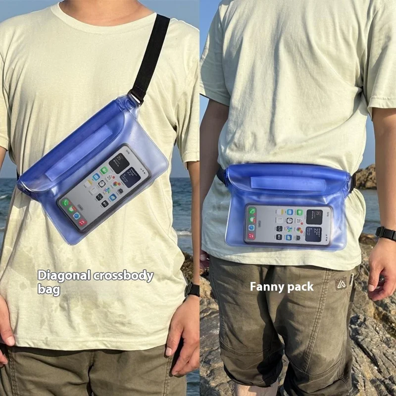 Bolsa de Cintura Impermeável IP68 com Tela Sensível ao Toque para Armazenamento de Telefone - Preto para Natação, Mergulho e Pesca