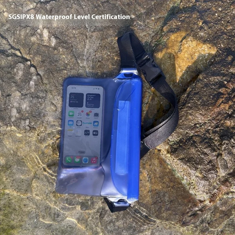 Bolsa de Cintura Impermeável IP68 com Tela Sensível ao Toque para Armazenamento de Telefone - Preto para Natação, Mergulho e Pesca