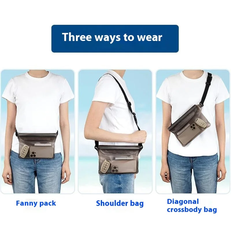 Bolsa de Cintura Impermeável IP68 com Tela Sensível ao Toque para Armazenamento de Telefone - Preto para Natação, Mergulho e Pesca