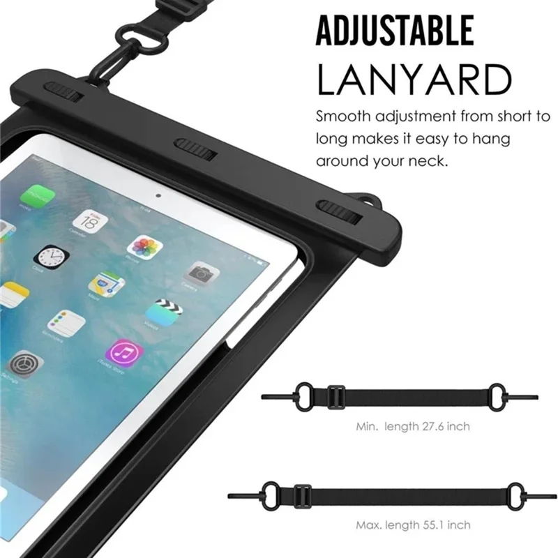 Outdoor Beach Tablet PVC Waterproof Pouch 12 Inch Tablets Universal Diving Protection Storage Bag - Black