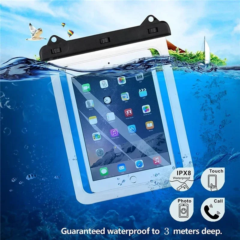 Outdoor Beach Tablet PVC Waterproof Pouch 12 Inch Tablets Universal Diving Protection Storage Bag - Black