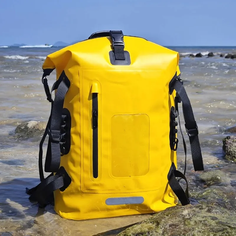 30L Wasserdichter Outdoor-Rucksack für Radfahren, Camping und Wassersport - Große Kapazität, Reflektierend, 500D PVC Dry Bag - Weiß