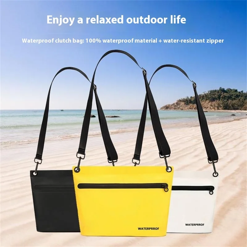 2.5L Waterproof Dry Bag 500D PVC Outdoor Swimming Beach Storage Crossbody Shoulder Bag - Yellow