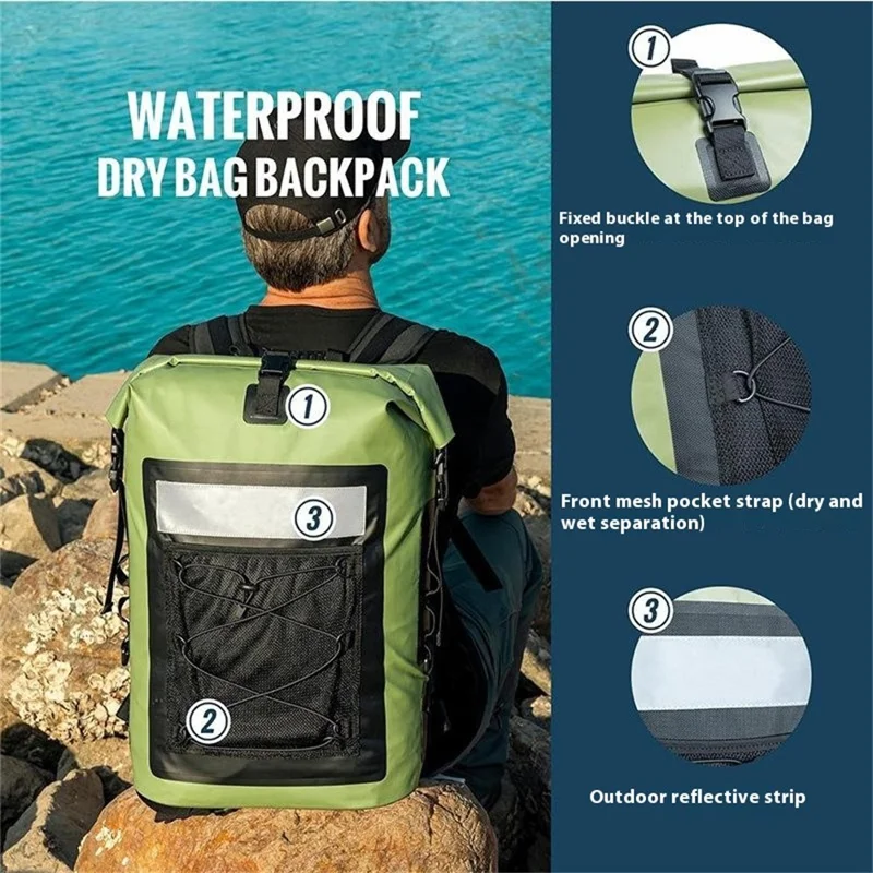 Unisex Outdoor Wasserdichter Trockensack 35L Rucksack Schwimmen Wandern Strand Schnorcheln Schwimmende Ausrüstungstasche - Gelb