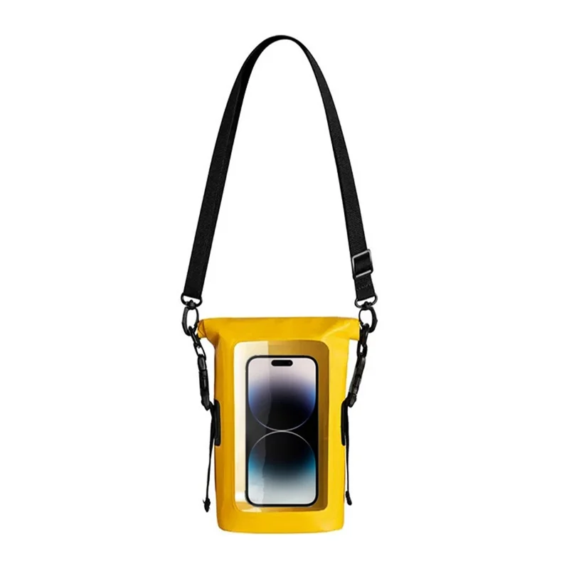 2L Outdoor Swimming Beach Rafting Waterproof Phone Pouch 500D PVC Crossbody Dry Bag - Yellow
