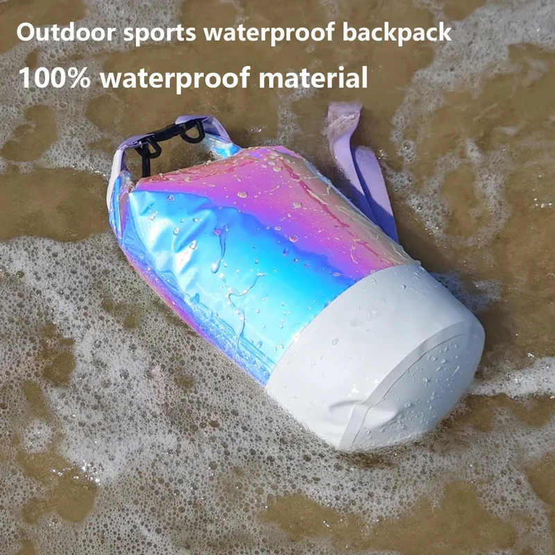 Colorful Waterproof Dry Bag 10L Large Capacity Swimming Beach Outdoor 500D PVC Roll Top Single Shoulder Bag