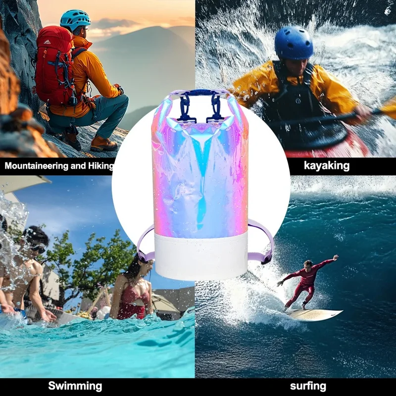 Colorful Waterproof Dry Bag 10L Large Capacity Swimming Beach Outdoor 500D PVC Roll Top Single Shoulder Bag