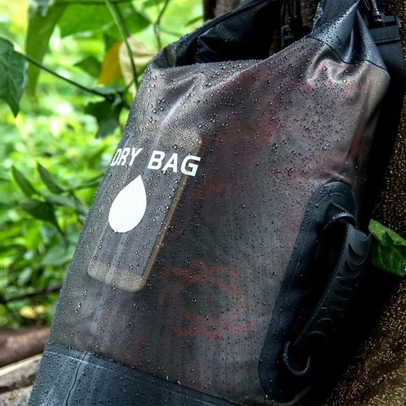 Bolsa Seca Impermeable de 20L de Tela PVC 500D para Exteriores, Natación y Almacenamiento con 2 Correas para Hombros - Negro