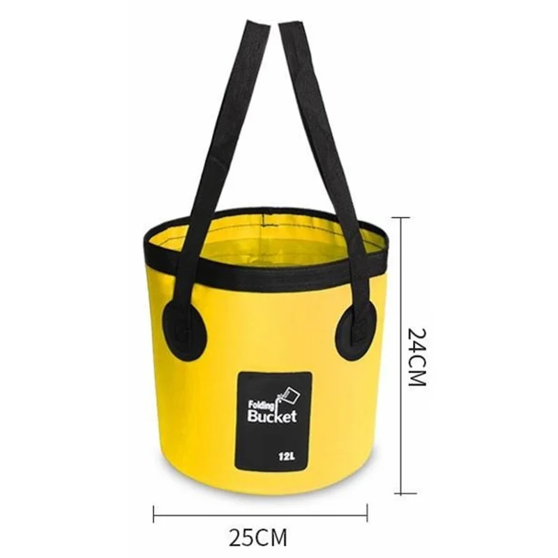 Balde de Água Dobrável para Exterior de 12L com Alças Duplas - Balde Portátil para Pesca, Lavagem de Carro - Tamanho P - Azul Céu