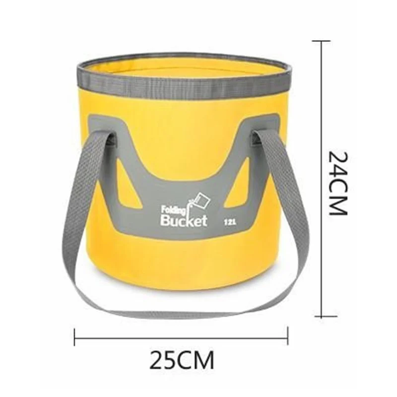 Verbesserte Version 12L Outdoor Klappbarer Wassereimer mit Doppelgriffen Tragbarer Angelkübel Faltbarer Autowäsche-Eimer - Blau