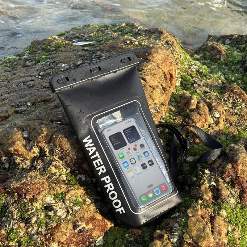 2L Wasserdichter Dry Bag für Wandern, Rafting, Surfen und Kayaking - Outdoor Sports PVC Touchscreen Handyhülle in Schwarz