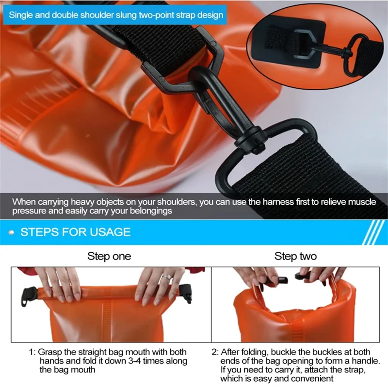 5L Outdoor Sports Waterproof Dry Bag PVC Beach Swimming Rafting Kayaking Boating Storage Bag with 1 Shoulder Strap - Black