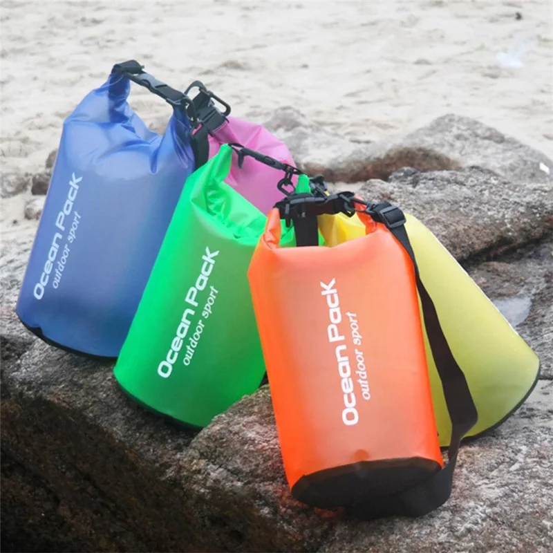 5L Outdoor Sports Waterproof Dry Bag PVC Beach Swimming Rafting Kayaking Boating Storage Bag with 1 Shoulder Strap - Black