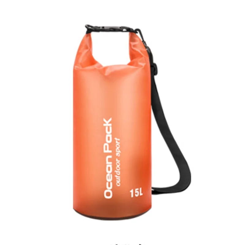 15L Sac Sec PVC pour Activités Nautiques Rafting Natation Bateau Sac Étanche Avec Bandoulière Unique - Orange