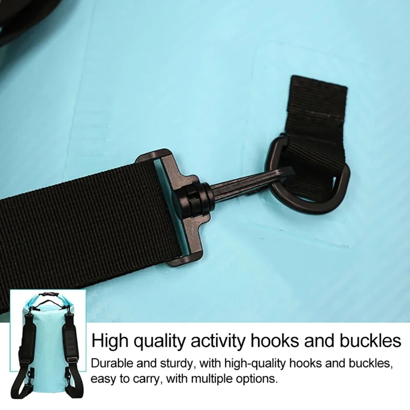10L Carbon Fiber Texture Waterproof Dry Bag Beach Swim Drifting Outdoor Barrel Bag with Dual Shoulder Strap - Baby Blue