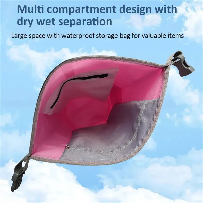 10L Carbon Fiber Texture Waterproof Dry Bag Beach Swim Drifting Outdoor Barrel Bag with Dual Shoulder Strap - Baby Blue