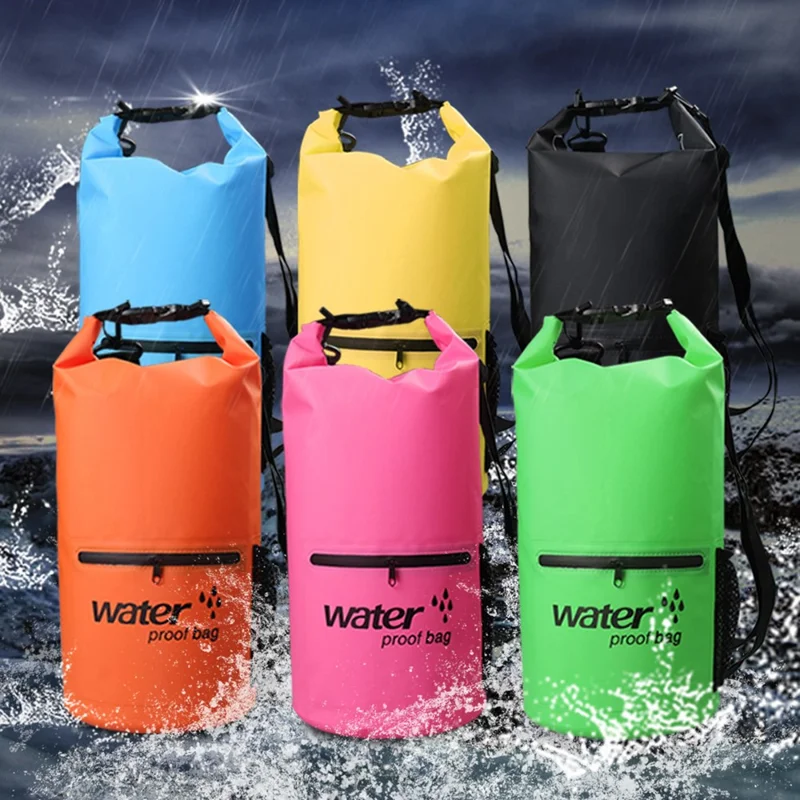 10L Wasserdichter Rucksack Dry Bag - Schwimmen, Strand, Tauchen - PVC Mesh Stoff Eimertasche - Weiß