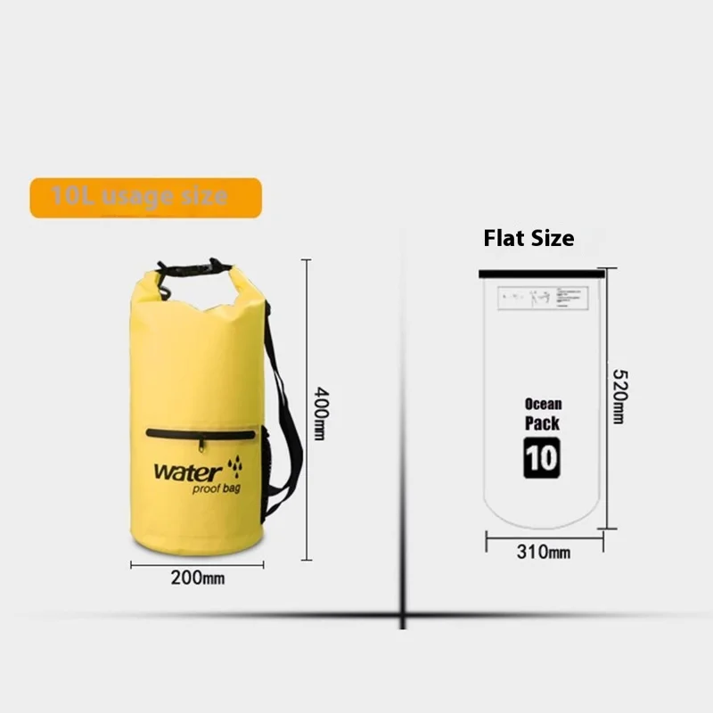 10L Wasserdichter Rucksack Dry Bag - Schwimmen, Strand, Tauchen - PVC Mesh Stoff Eimertasche - Weiß