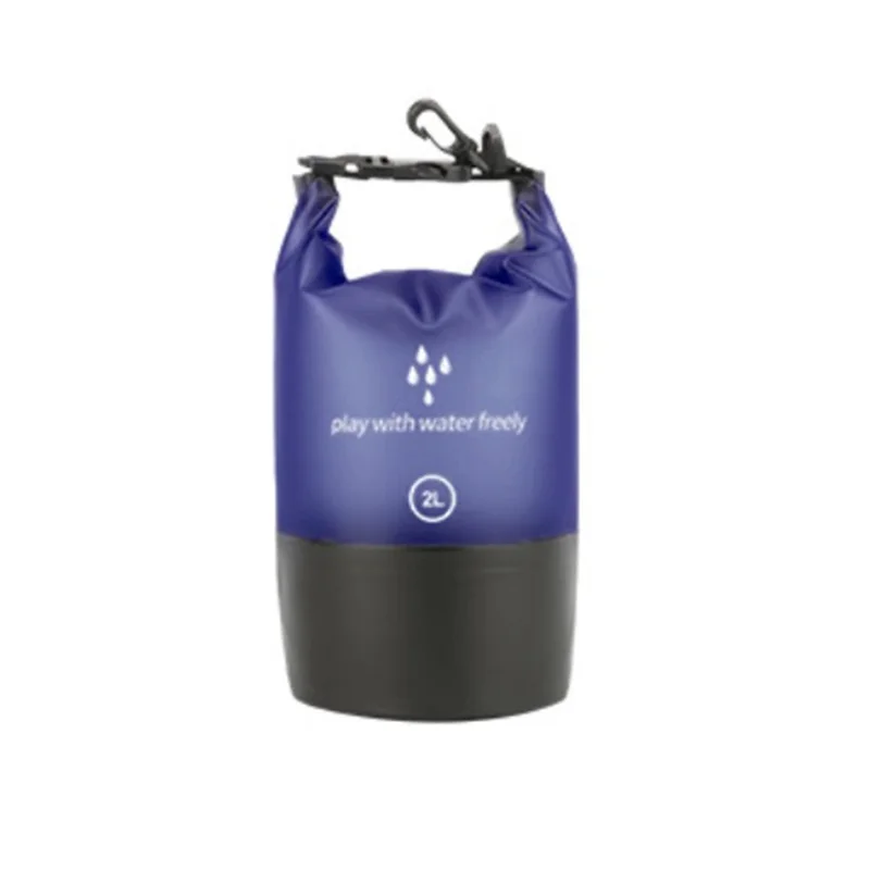 2L Waterproof PVC Dry Bag Portable Swimming Rafting Beach Storage Bag without Shoulder Strap - Dark Blue