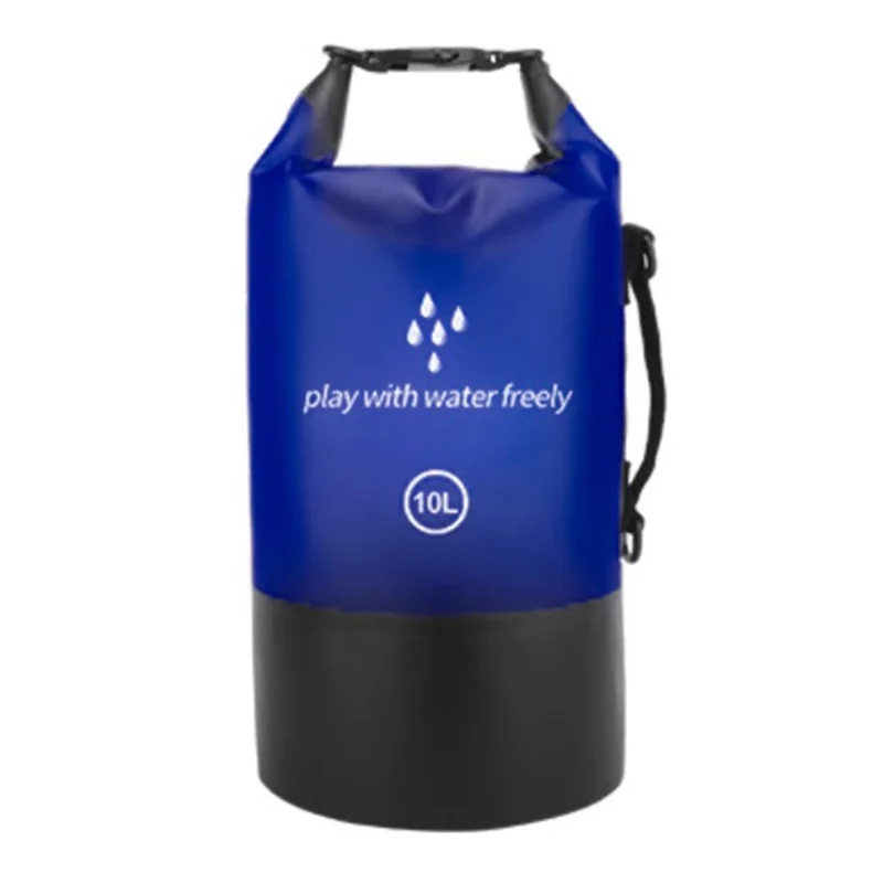 Bolsa seca de PVC de 10L para natação, rafting, armazenamento à prova d'água para uso ao ar livre, com alça de ombro única - Azul Escuro