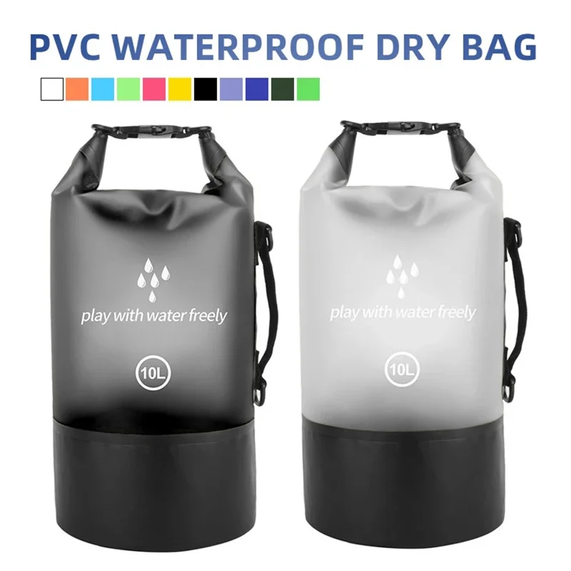 20L PVC Dry Bag for Swimming Rafting Outdoor Waterproof Storage Bag with Double Shoulder Strap - Green