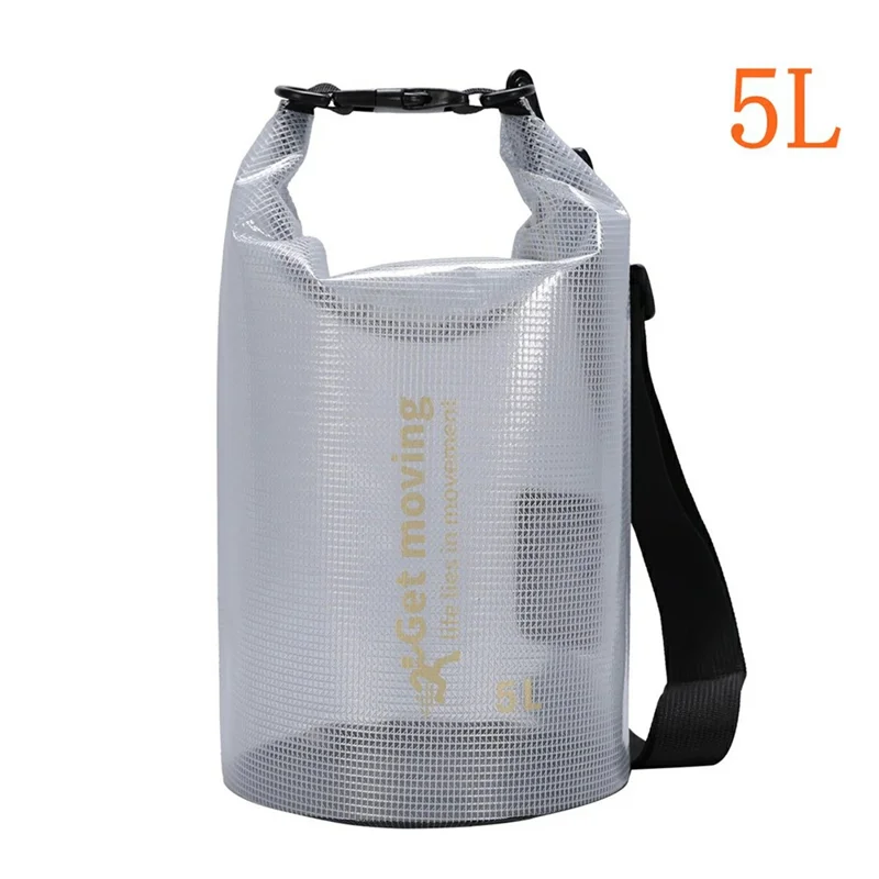 5L 500D PVC Waterproof Dry Bag Outdoor River Trekking Swimming Foldable Barrel Bag with 1 Shoulder Strap
