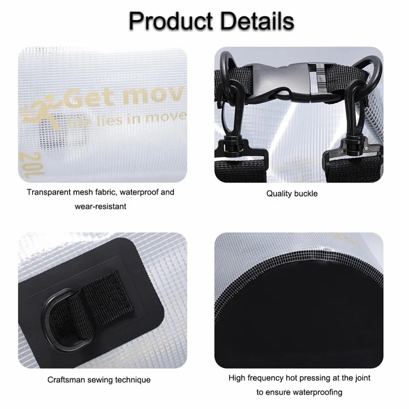 5L 500D PVC Waterproof Dry Bag Outdoor River Trekking Swimming Foldable Barrel Bag with 1 Shoulder Strap