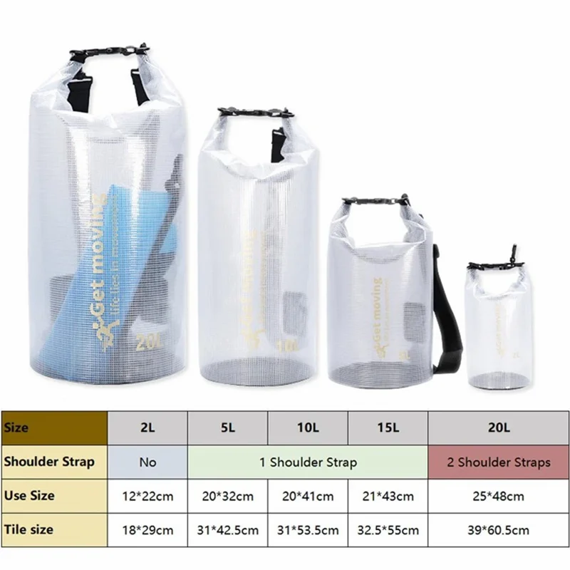 5L 500D PVC Waterproof Dry Bag Outdoor River Trekking Swimming Foldable Barrel Bag with 1 Shoulder Strap