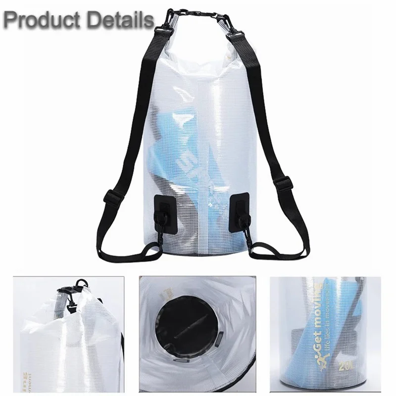 Borsa Impermeabile da 15L 500D PVC per Outdoor, Trekking Fluviale, Nuoto - Borsa Barrel Pieghevole con 1 Tracolla
