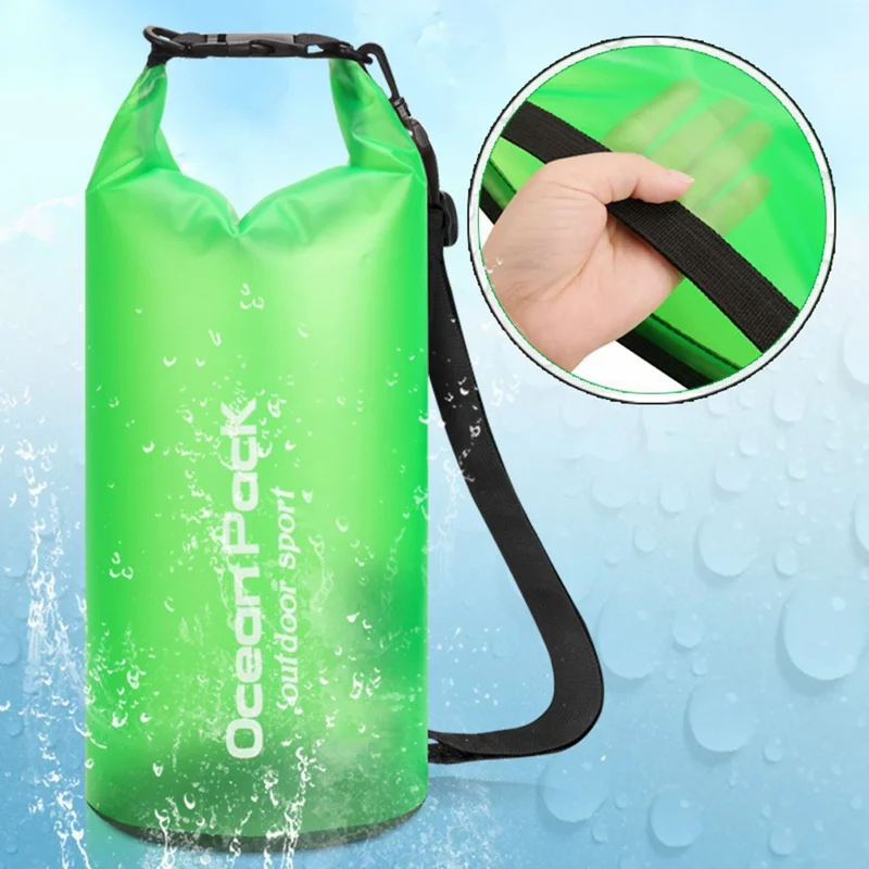 Borsa Impermeabile da 20L per Esterno - Sacca Stagagna Verde per Spiaggia, Nuoto, Rafting, Kayak e Navigazione con 2 Cinghie a Spalla