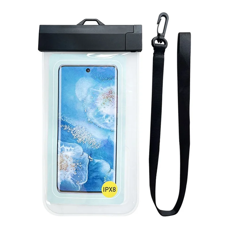 Sliding Rail TPU Waterproof Case for Up To 7.2 Inches Phones Dry Bag Touch Sensitive HD Camera - Black