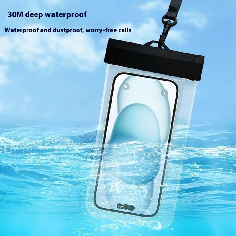 Sliding Rail TPU Waterproof Case for Up To 7.2 Inches Phones Dry Bag Touch Sensitive HD Camera - Black