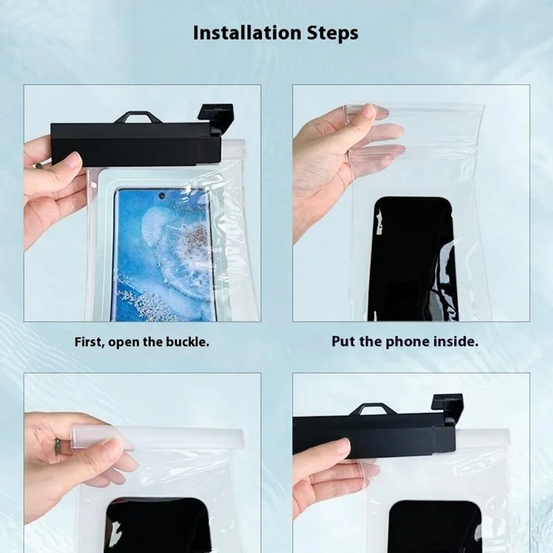 Sliding Rail TPU Waterproof Case for Up To 7.2 Inches Phones Dry Bag Touch Sensitive HD Camera - Black