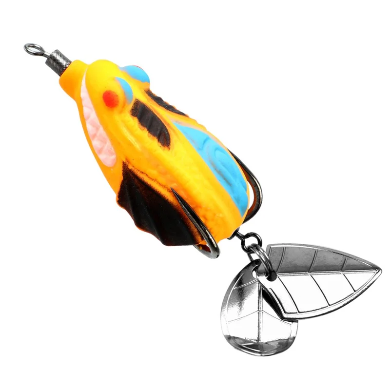 YQBUY YE000299 Esca da Pesca a Doppia Paillette a Forma di Rana 4,5 cm 7,2 g Esca Realistica con Amo Rinforzato - Stile A
