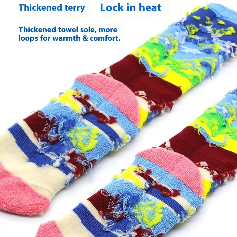 PORFIN Calcetines de esquí de invierno para niños, de rendimiento profesional, que absorben la humedad, talla XS (para talla de zapato 27-30) - Verde lago + Azul oscuro