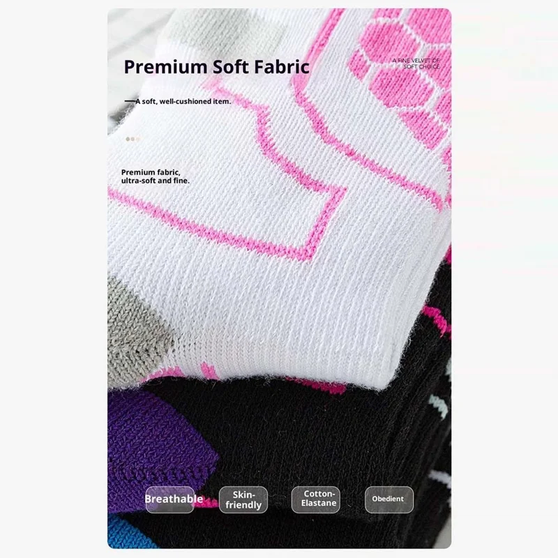 1 Par Tamanho 31-37 Meias de Esqui para Crianças Inverno Térmicas Longas Meias Tubo Alta Elasticidade - Preto