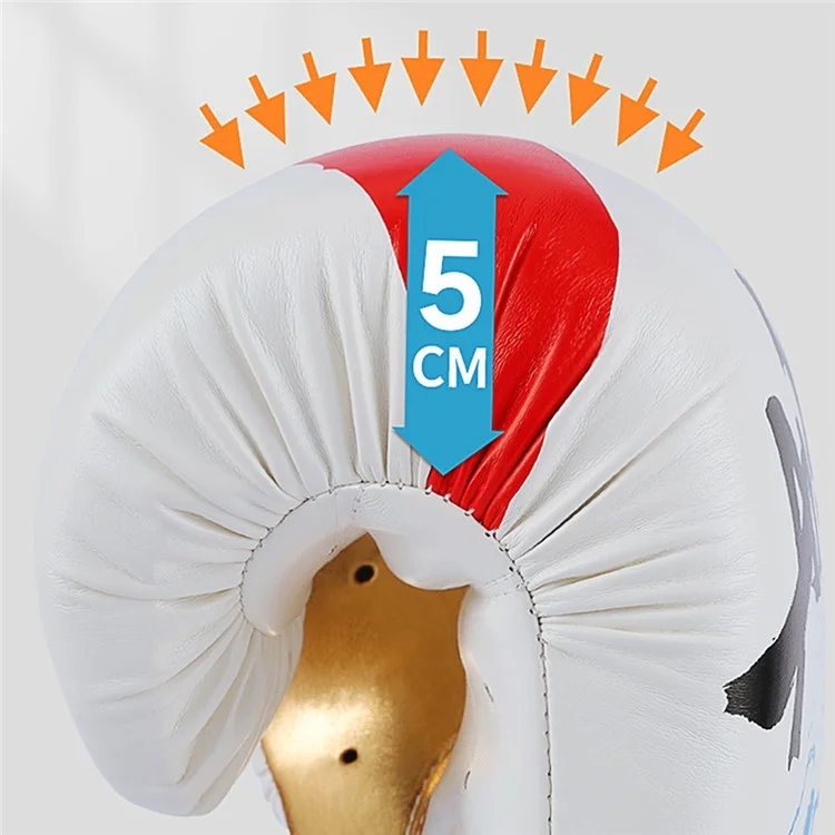 AIBEIJIAN 12oz Adult PU Leather Boxing Gloves Breathable Muay Thai Kickboxing Training Mitts - White