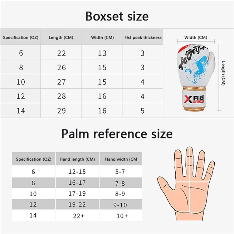 AIBEIJIAN 12oz Adult PU Leather Boxing Gloves Breathable Muay Thai Kickboxing Training Mitts - White