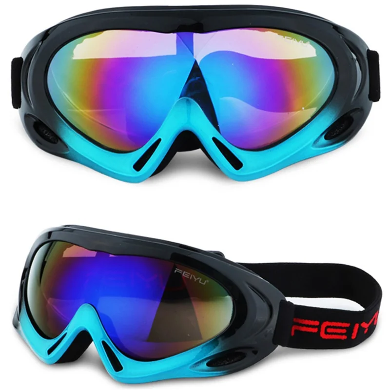 FEIYU Ski Goggles Adults Kids Outdoor Cycling Motorcycle Skiing Anti Wind UV Protection Glasses - 038 Black+Blue