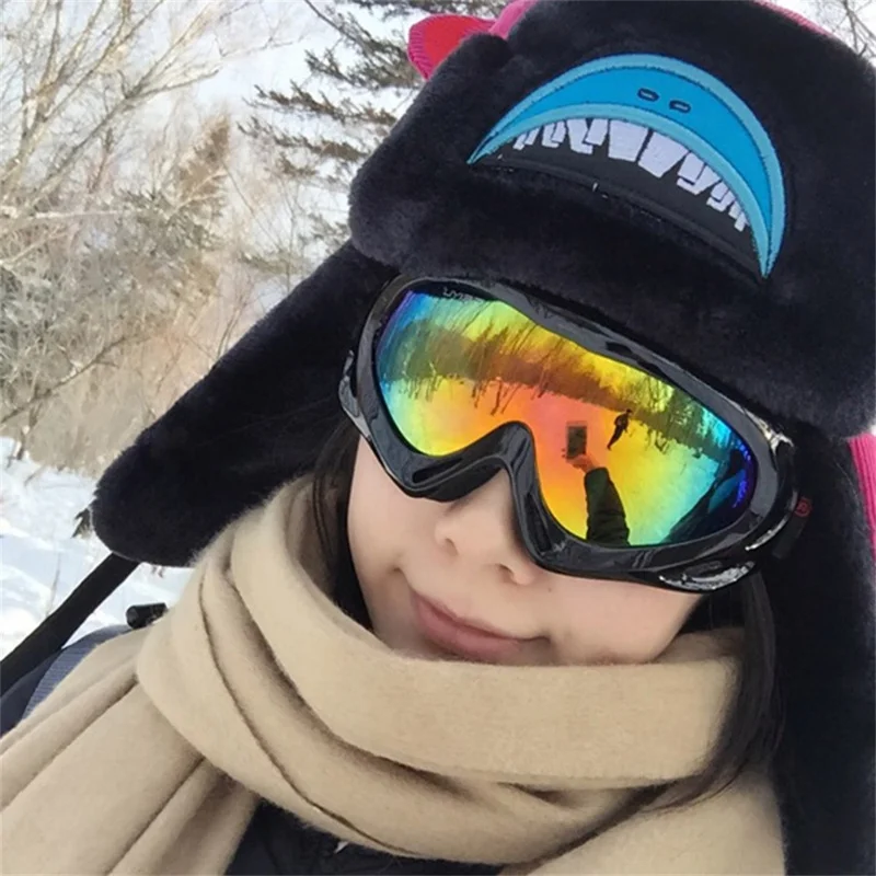 FEIYU Ski Goggles Adults Kids Outdoor Cycling Motorcycle Skiing Anti Wind UV Protection Glasses - 038 Black+Blue