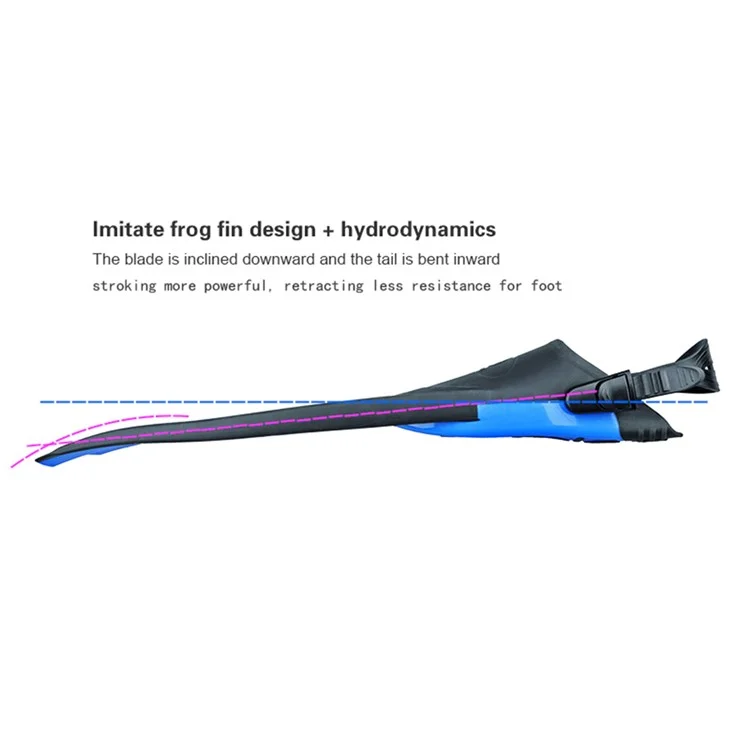 AF700-PVC 1 Paire de palmes longues pour la plongée en apnée Palmes de plongée en canard PVC Sangle TPR Palmes pour la plongée sous-marine en eaux profondes - Taille L / XL 43-46 - Bleu