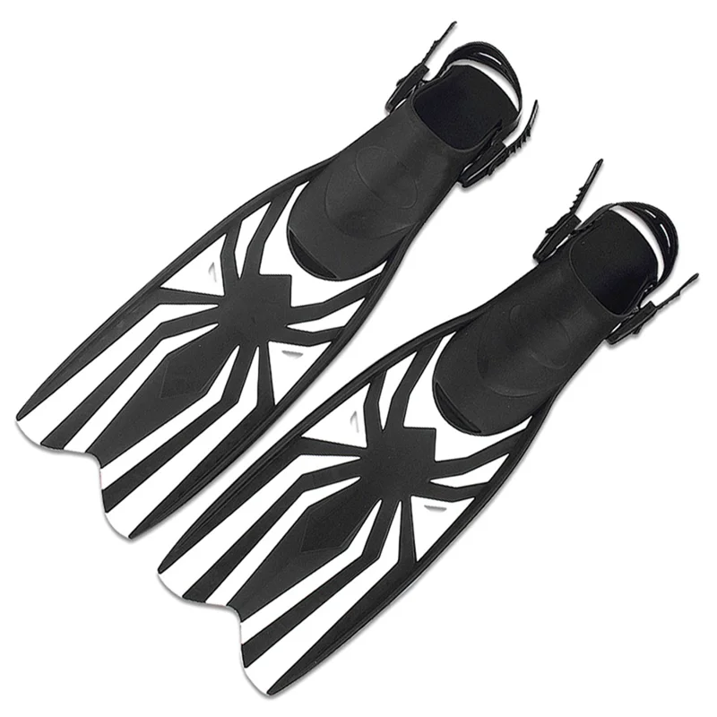 AF700-PVC 1 Pair Freediving Long Fins Snorkeling Flippers Diving Duck Feet PVC Strap TPR Foot Fins For Deep Scuba Diving - L / XL Size 43-46 - White