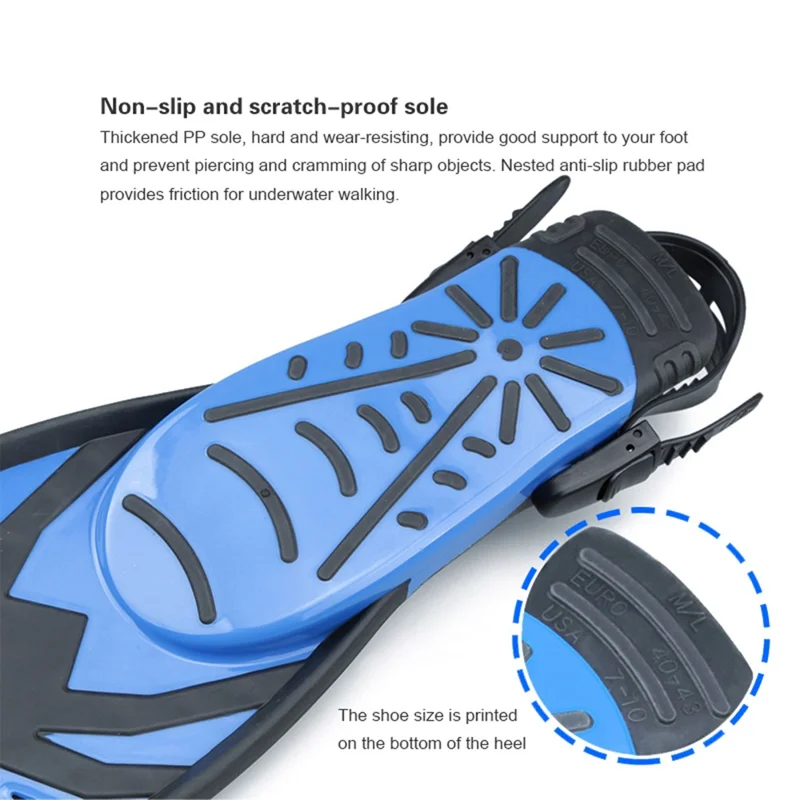 AF700-PVC 1 Pair Freediving Long Fins Snorkeling Flippers Diving Duck Feet PVC Strap TPR Foot Fins For Deep Scuba Diving - L / XL Size 43-46 - White
